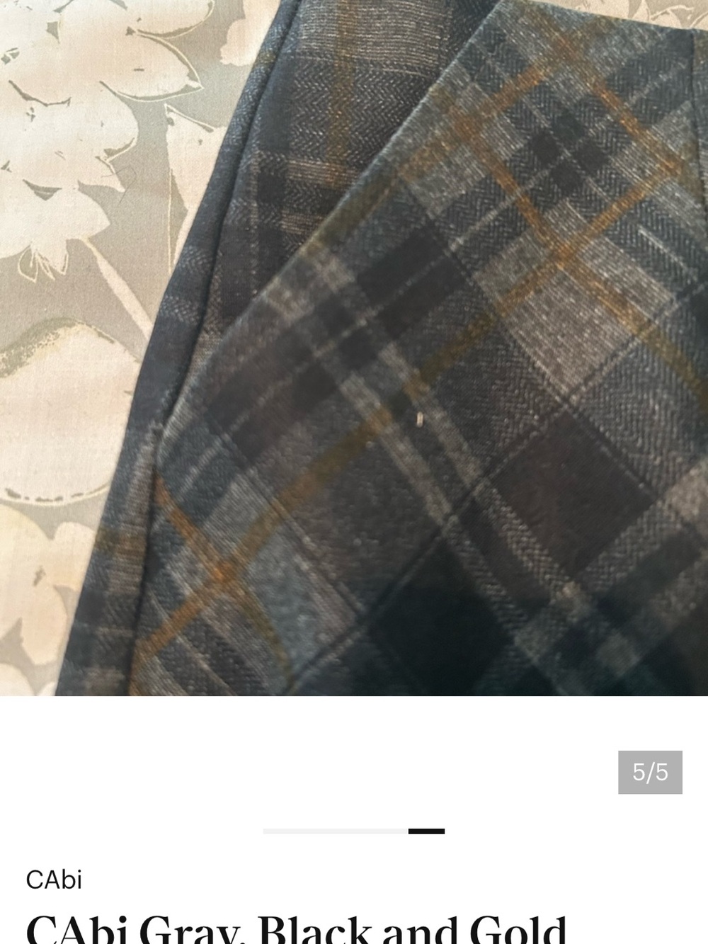 CAbi Skirt in Gray, Black and Gold Plaid Pencil Skirt - Picture 8 of 8